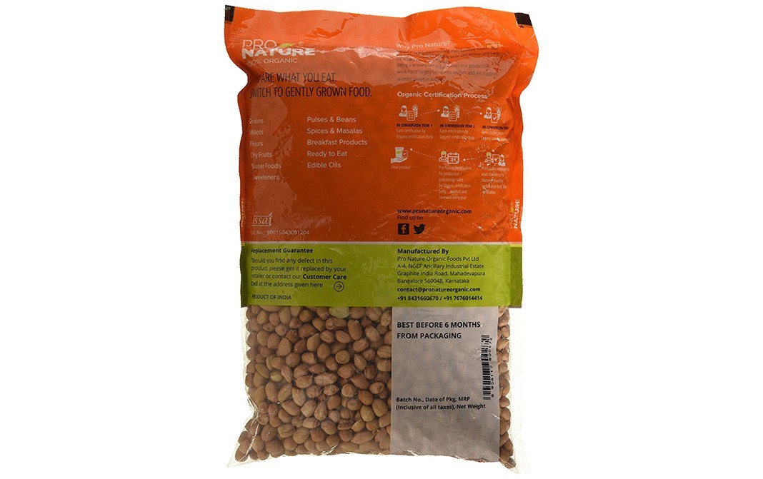 Pro Nature Organic Raw Peanuts    Pack  1 kilogram